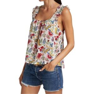Xirena Daybreak Dev Floral Tank Smocked Ruffle Straps Size Medium Boho